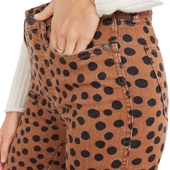 NWOT MADEWELL Leopard Dot 10" High-Rise Skinny Black and Brown Jeans Size 26 - Picture 8 of 10